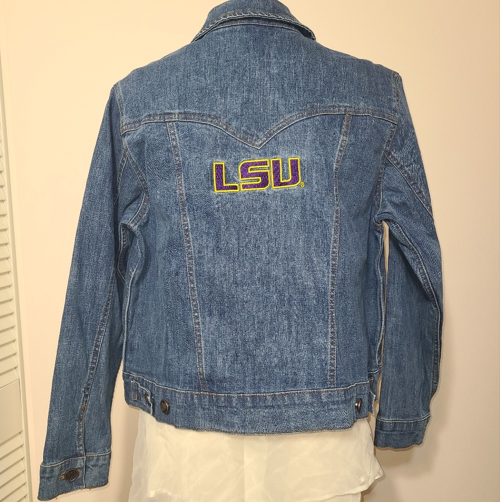 LSU Tigers blue denim jacket XL